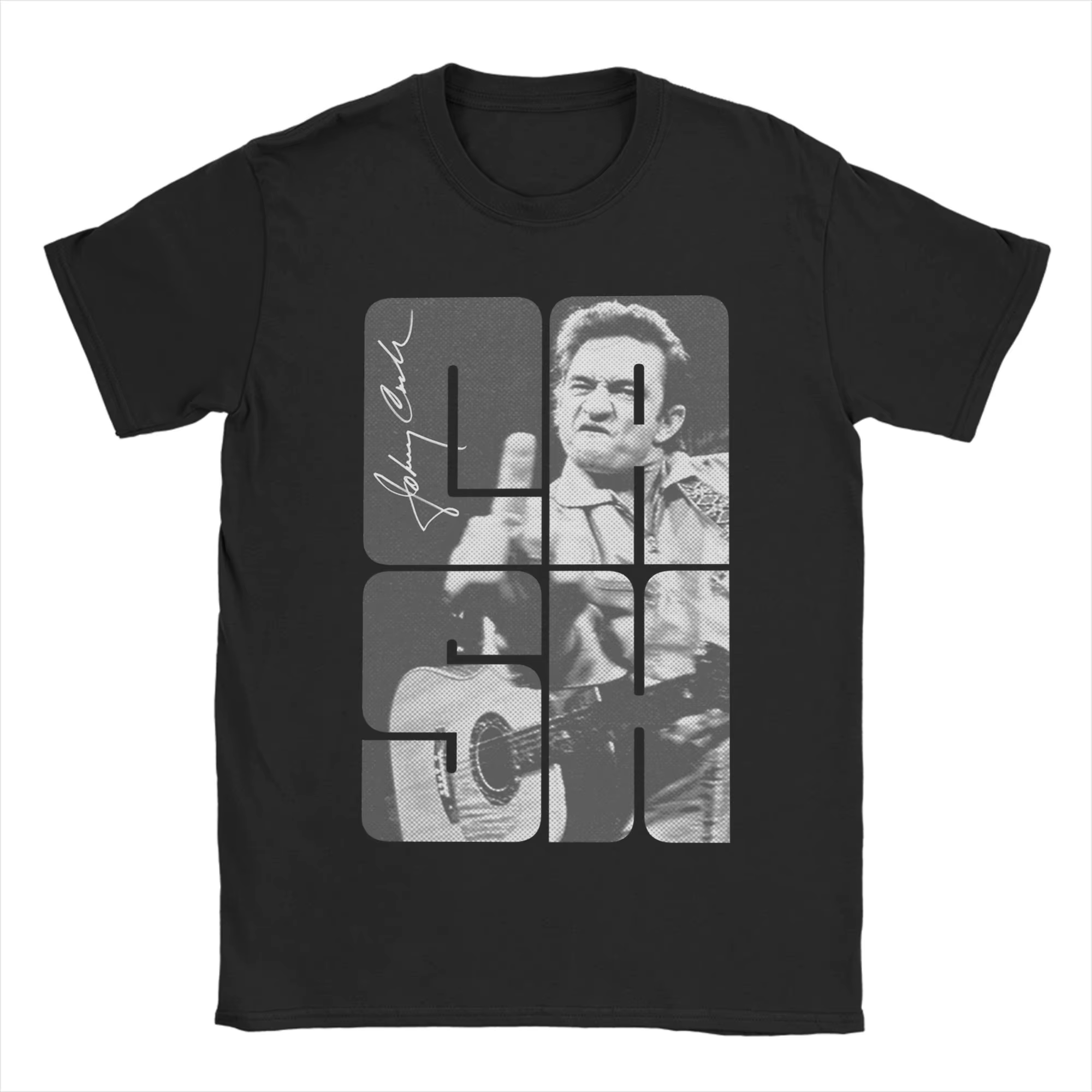 Johnny Cash T-shirt vintage pour hommes T-shirts vintage en pur coton T-shirt à col rond à manches c