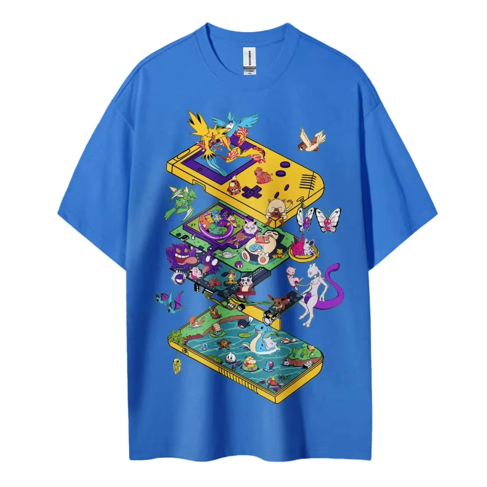Pokemon T-shirt hommes pur coton décontracté col rond T-shirt à manches courtes vêtements été sport 