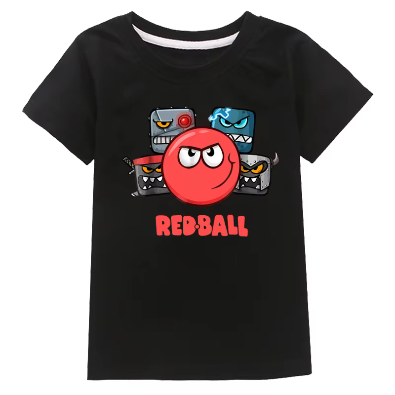 Boule rouge enfants T-Shirt été enfants dessin animé coton à manches courtes haut garçons dessin ani