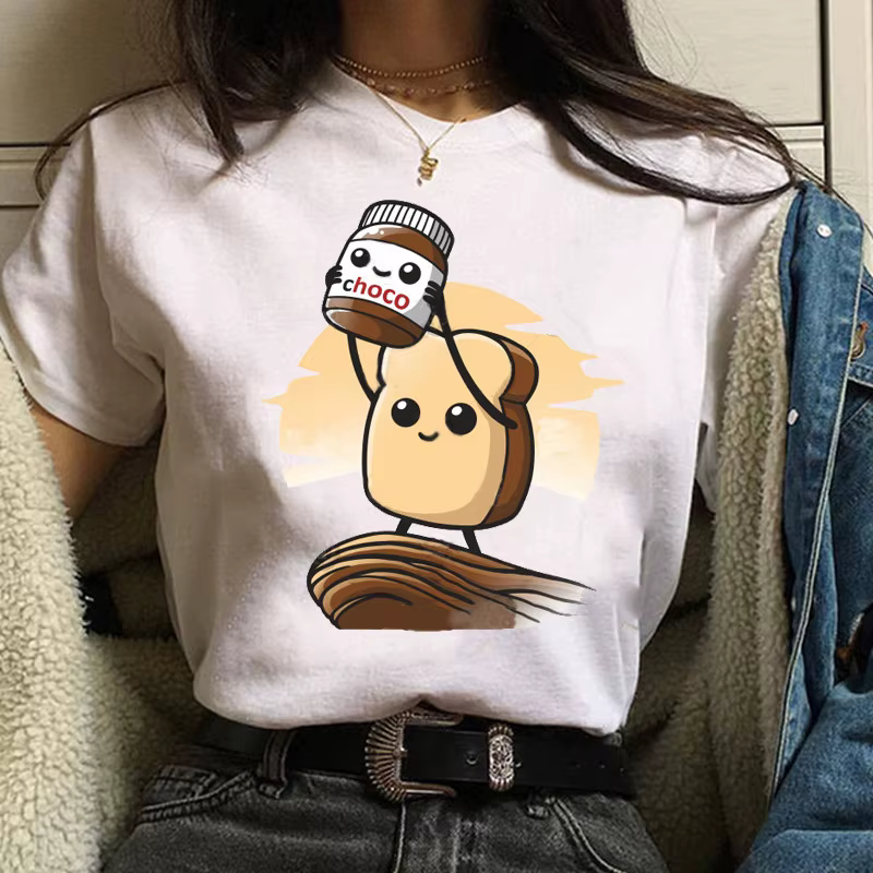 T-shirt femme années 90 avec image imprimée Nutella, décontracté, à la mode, Harajuku, dessin animé 