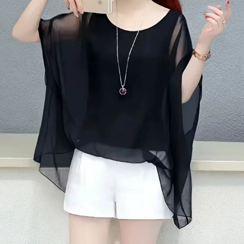 Dames décontracté ample été nouveau Style T-Shirt haut T-Shirt simplicité élégant évider manches cha