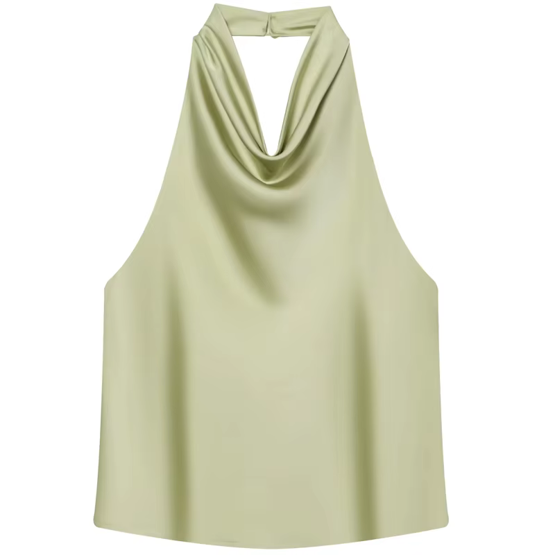 HXAO haut femmes licou Satin haut pour femme dos nu haut Corset gilet jaune rose noir été élégant Se