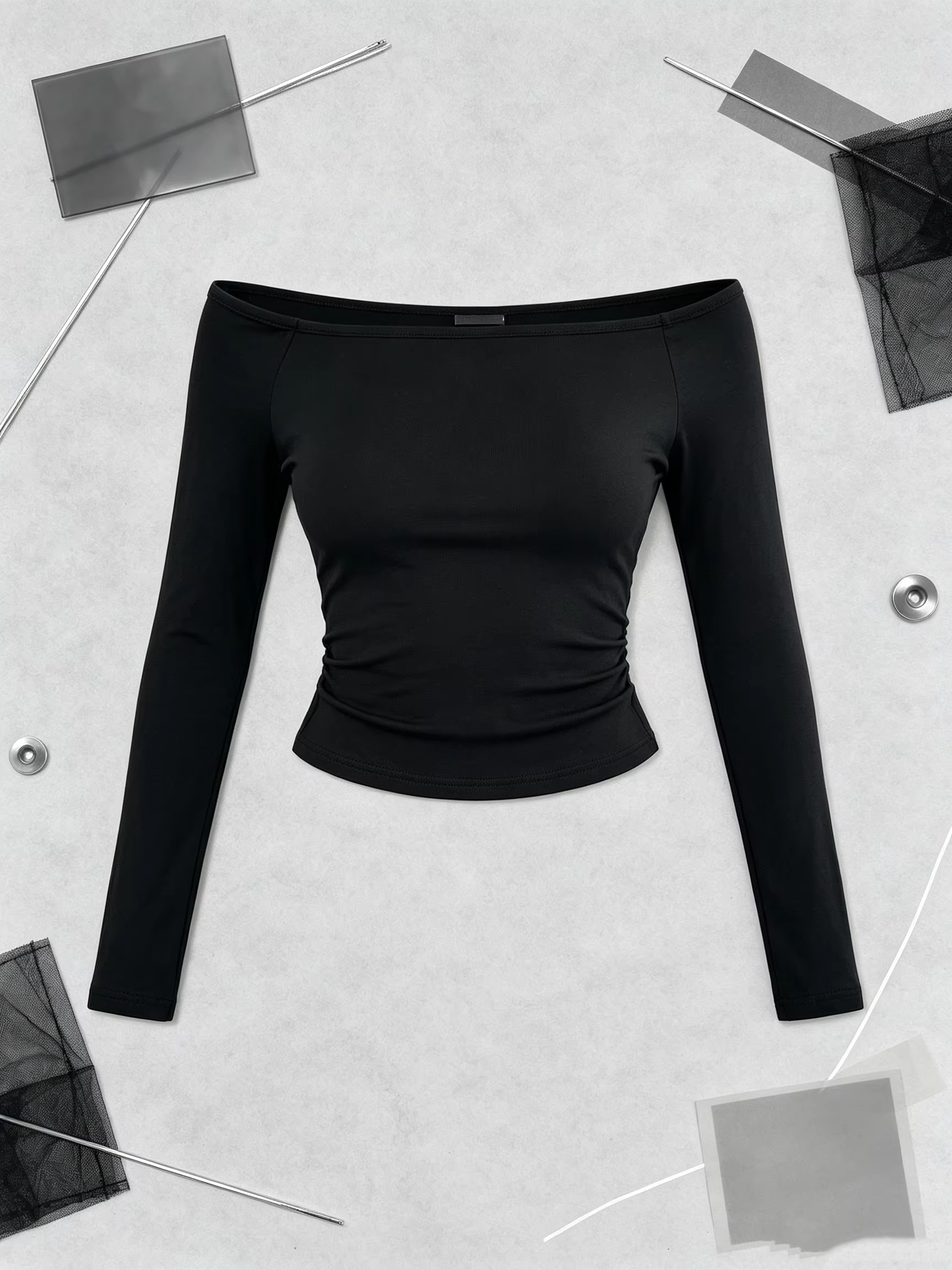 T-shirt à manches longues et épaules dénudées pour femmes, décontracté, confortable, sexy, uni, idéa