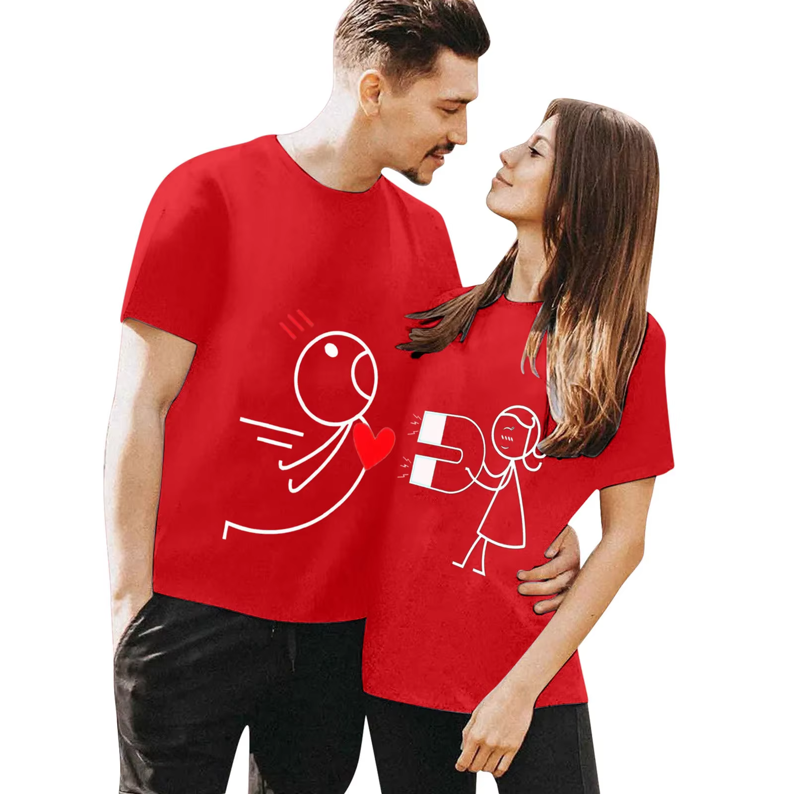 T-shirt du Jour de Léon pour Homme et Femme, Tenue de Couple, Impression de Figurines, Européen et A