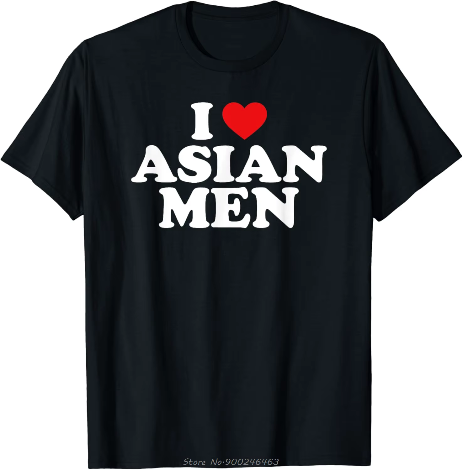 T-shirt en coton à col rond pour hommes, I Love Asian, I Coussins, Asian Fashion, Casual Streetwear 