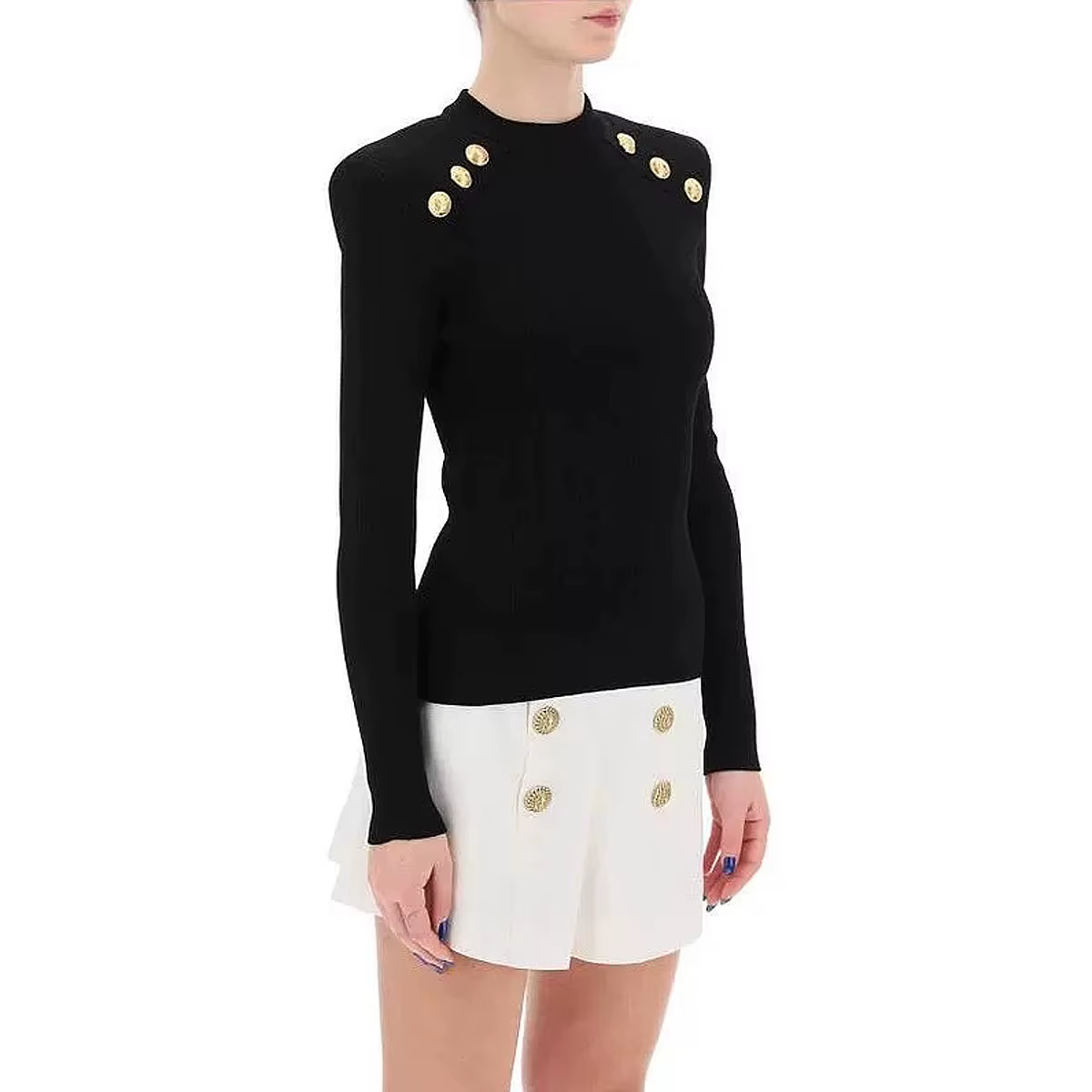 Pull à col rond pour femme, mélange de laine polyvalent, base noire classique, nouvelle qualité, pri
