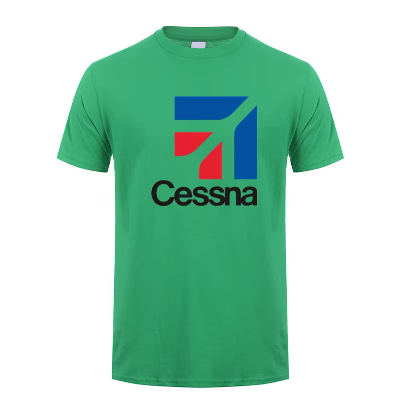 Cessna Logo T Shirt Summer Men Cotton Short Sleeve Aircraft Manufacturer T-shirts Funny Tshirt Man T
