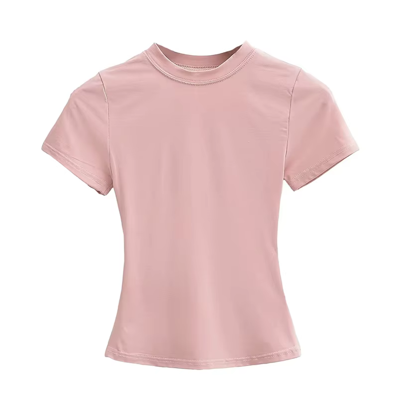T-shirt Manches Courtes pour Femme, Décontracté, Sexy, Slim, Tendance, Solide, de Haute Qualité, Y2K