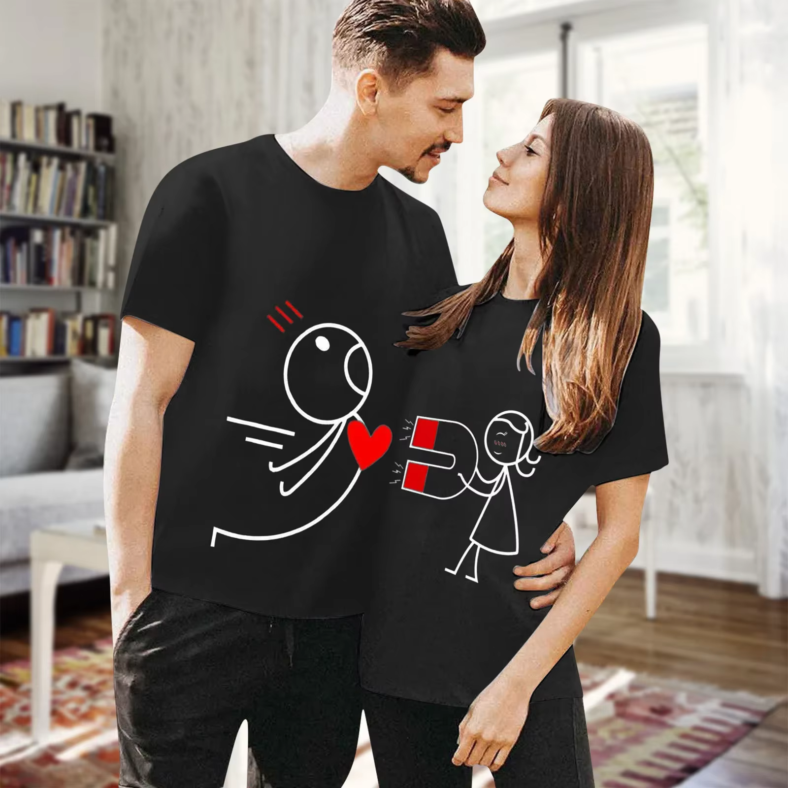 T-shirt du Jour de Léon pour Homme et Femme, Tenue de Couple, Impression de Figurines, Européen et A