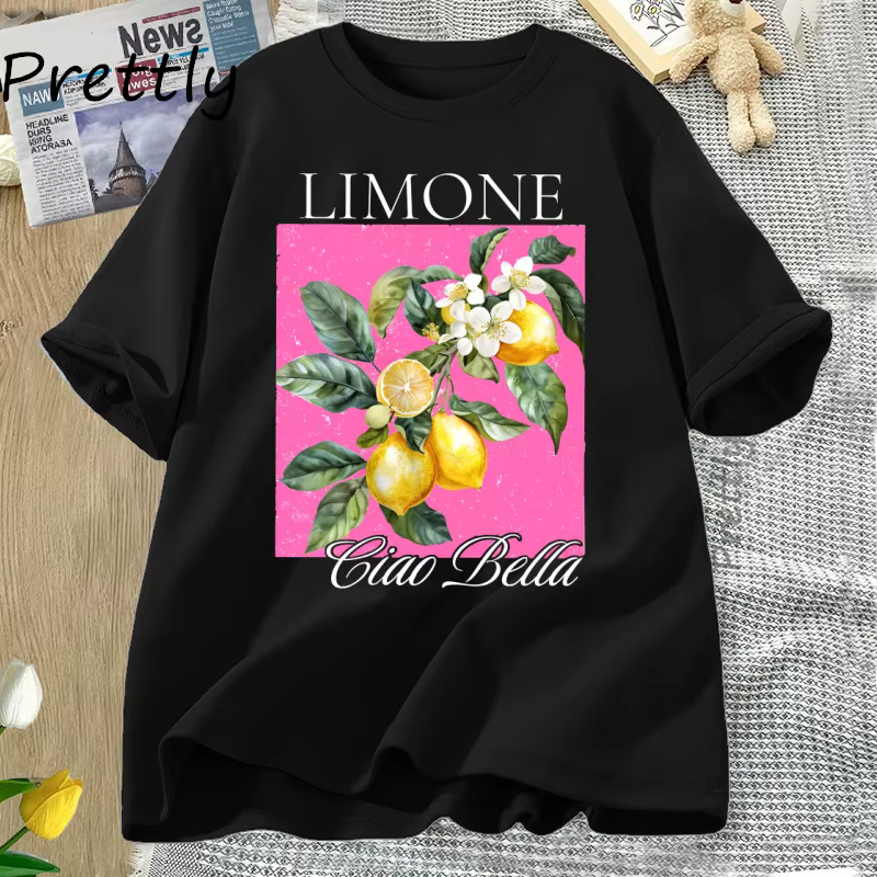 Aquarelle citrons T-Shirt limone fleurs de citron T-Shirt à la mode agrumes T-Shirt mignon été coton