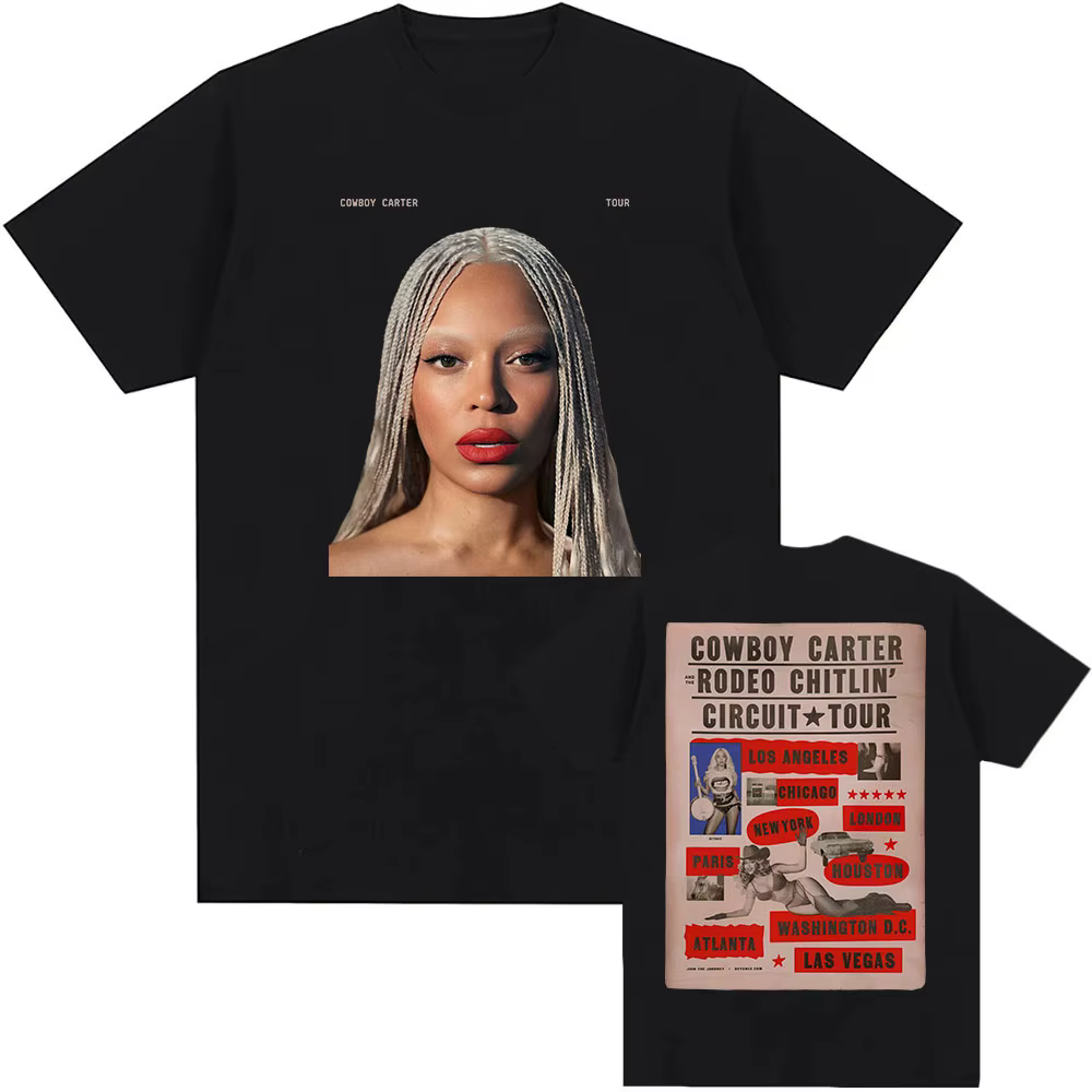 Beyoncé COWBOY CARTER TOUR 2025 T-shirt coton été femmes hommes t-shirts à manches courtes col rond 