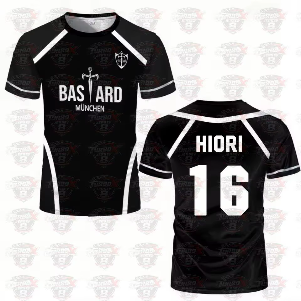 T-shirt de football pour homme Blue Lock Anime, noir et blanc, maillot de sport respirant pour homme