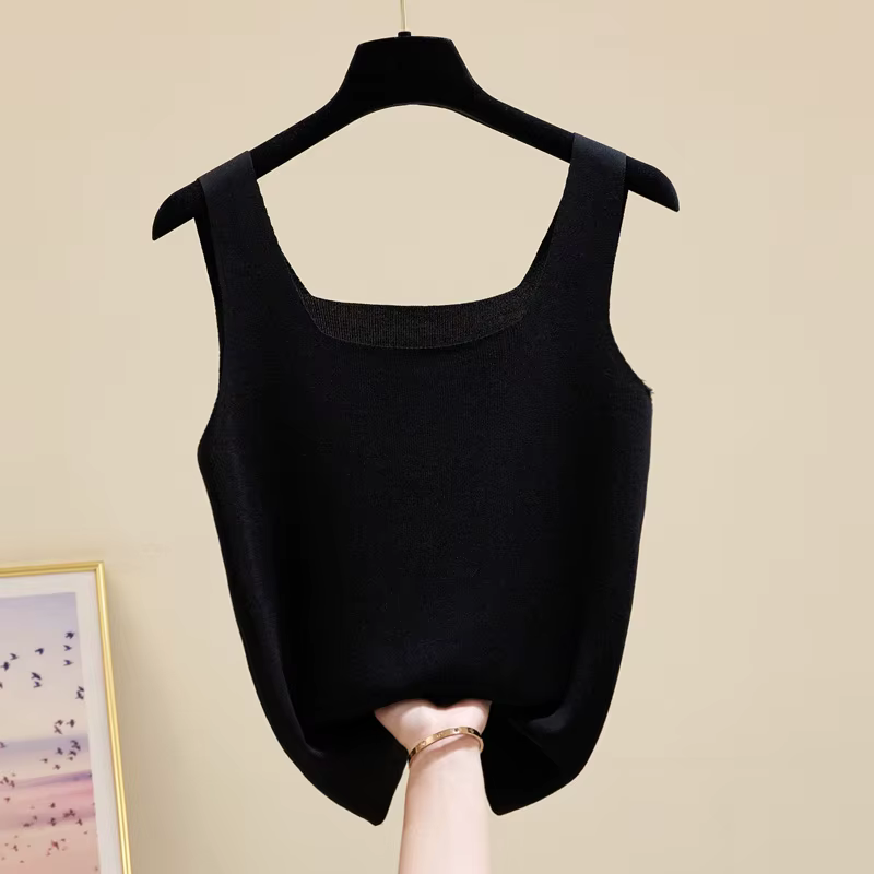 Nouveau débardeur femme col rond blanc et noir, coupe ajustée, sans manches, style camisole, vêtemen