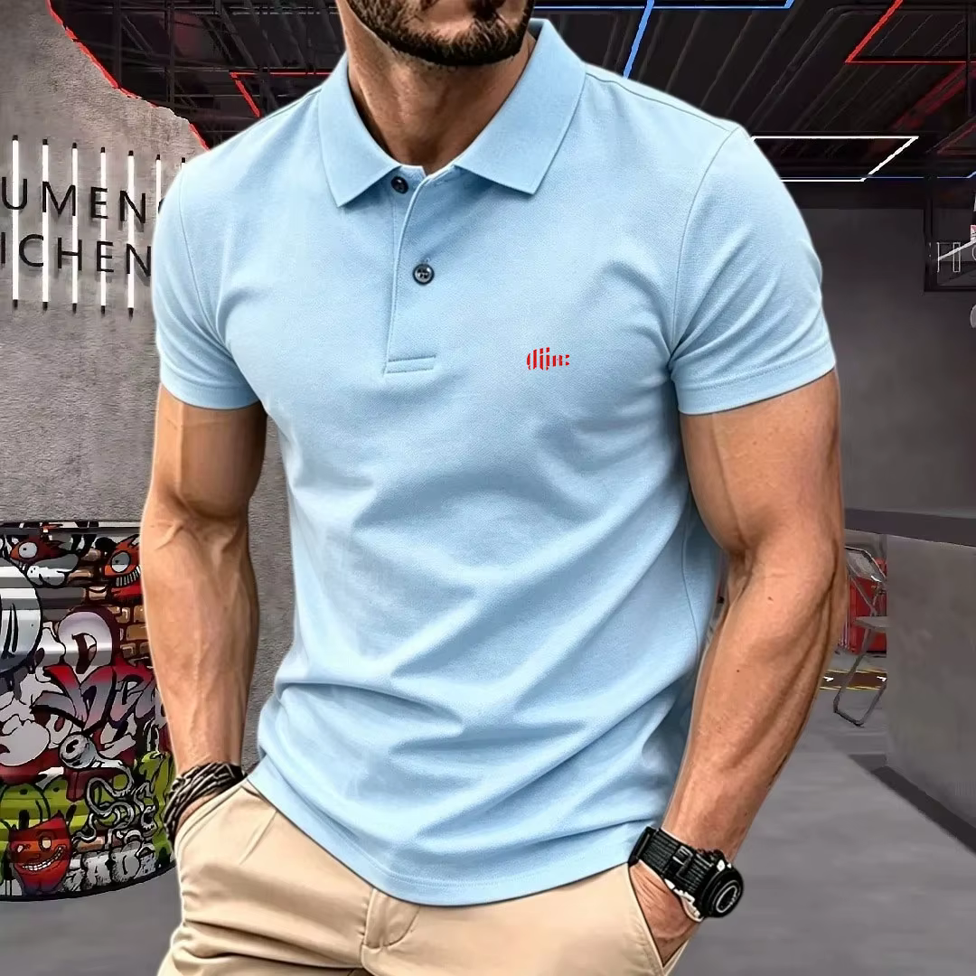 Polo de golf pour homme, tendance été, imprimé lettres italiennes, confortable et respirant, haut dé