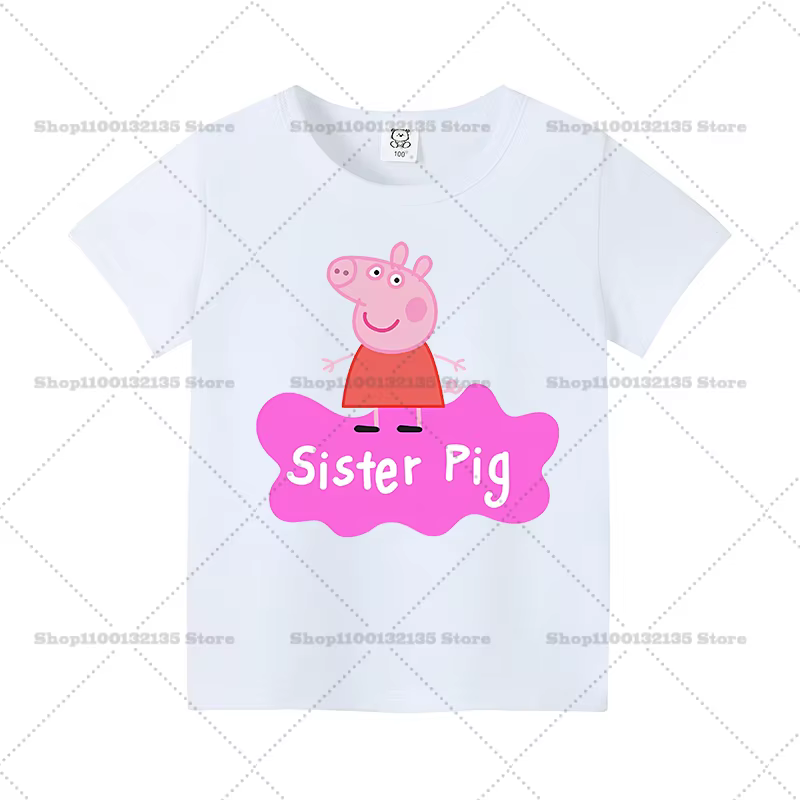 T-shirts Peppa Pig pour hommes et femmes, chemise à manches courtes, style dessin animé, mode couple
