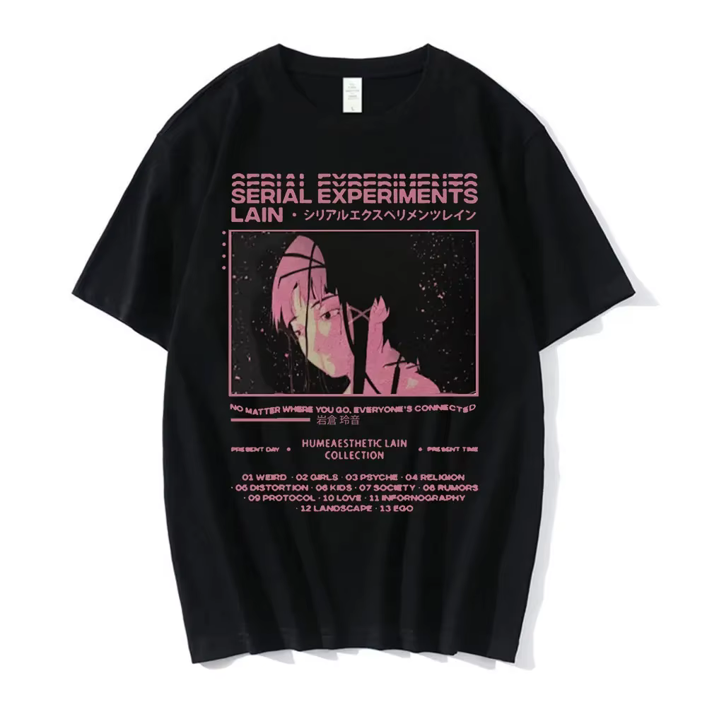 Anime expériences en série Lain T-Shirt hommes femmes graphique t-shirts unisexe Iwakura Manga fille