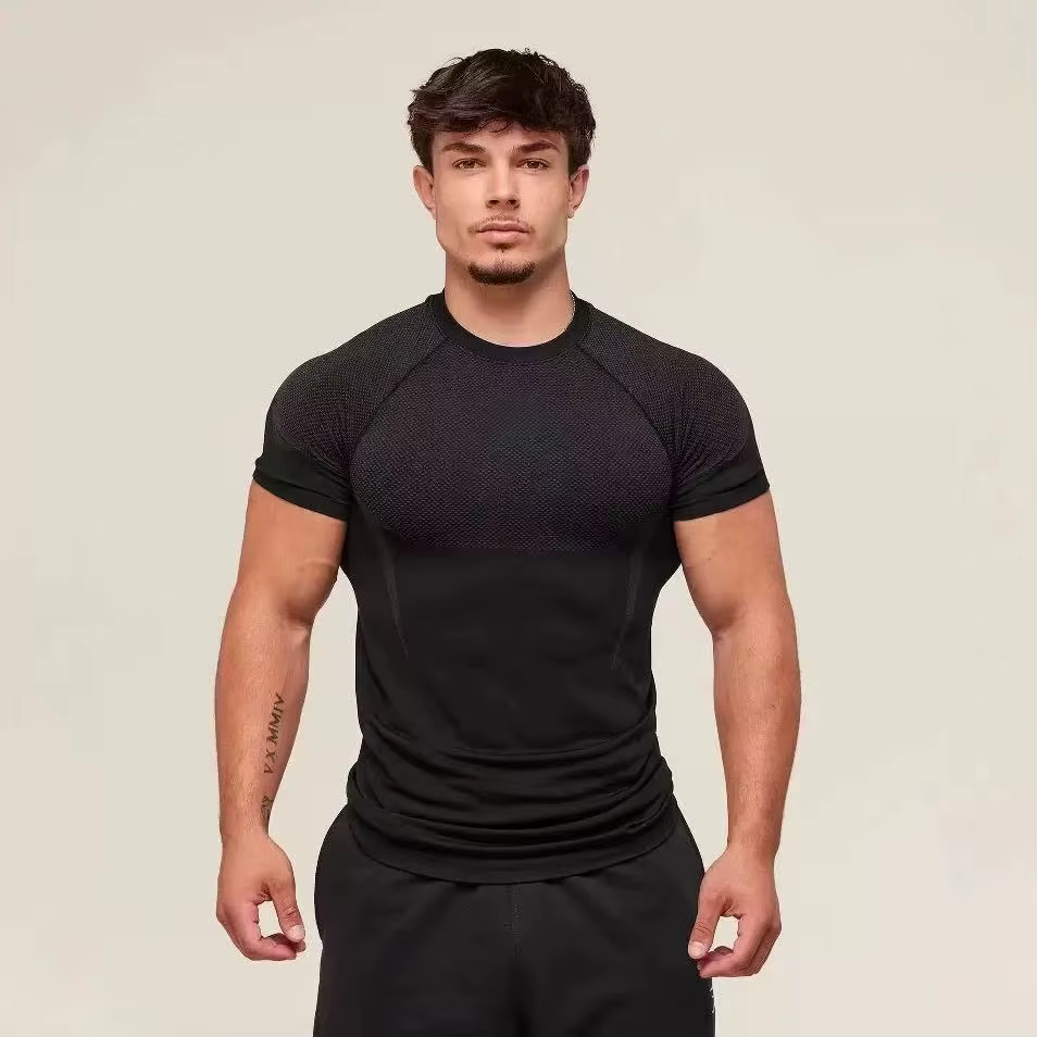 T-shirt de fitness ONYX V5 Agate, haut élastique avec logo SHARK, manches courtes de fitness pour ho
