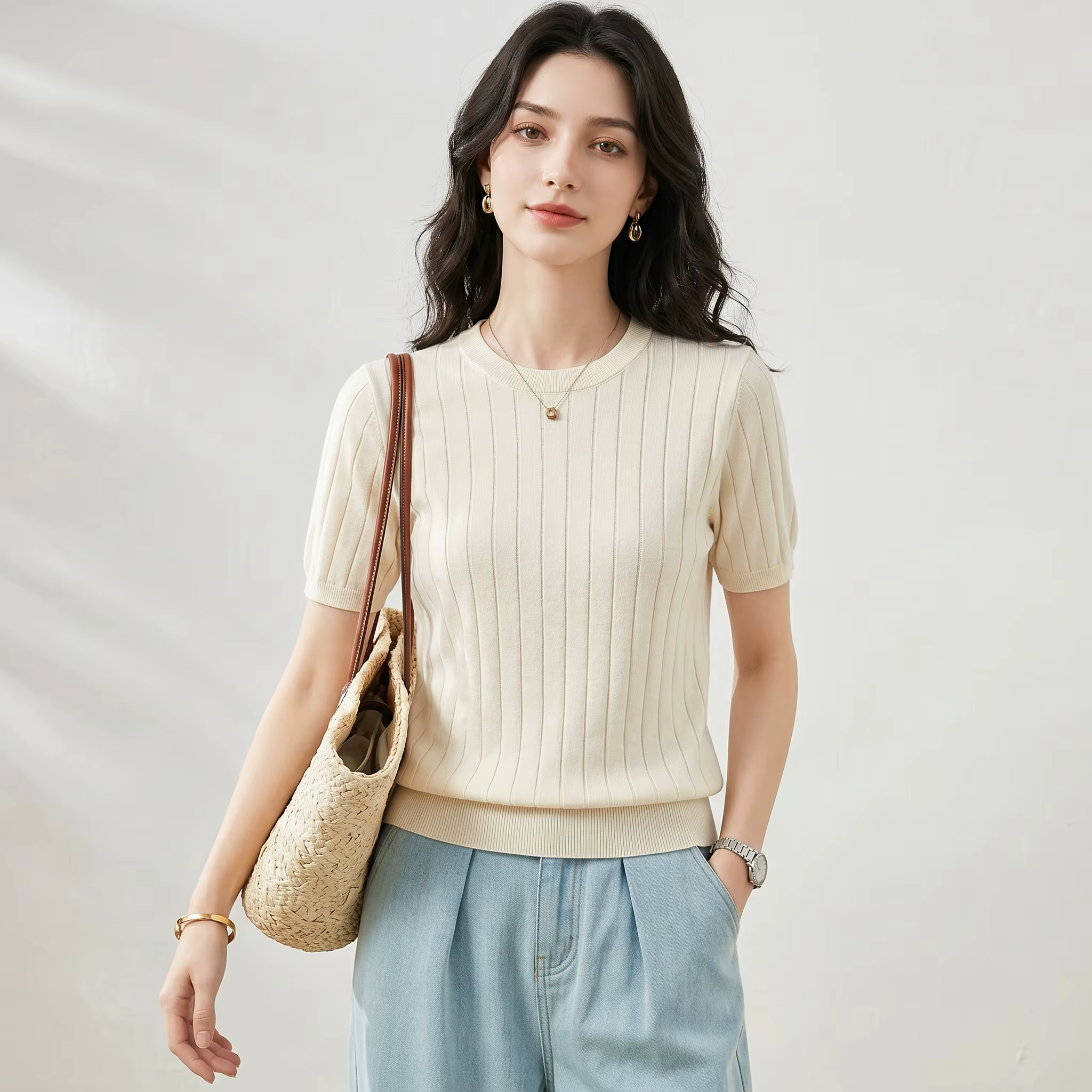 WinvyNee – vêtements d'été pour femmes, T-Shirt 100% coton, pulls à col rond, manches courtes, pulls