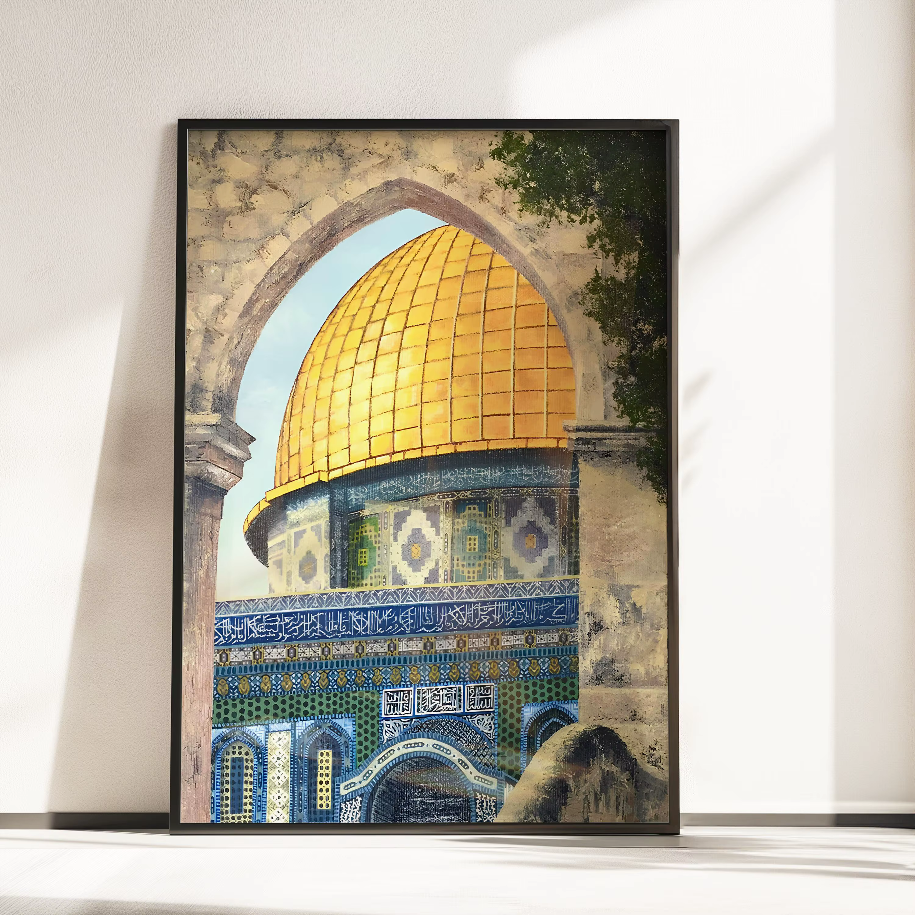 Art mural de la mosquée d'Al Aqsa, art islamique pour le salon, affiche de dôme doré, imprimés d'art