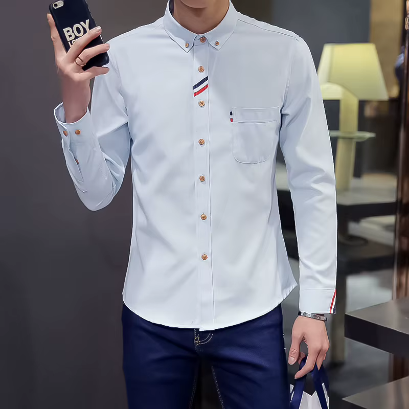 Chemise à manches longues en tissu Oxford pour homme, style décontracté et professionnel, nouvelle c