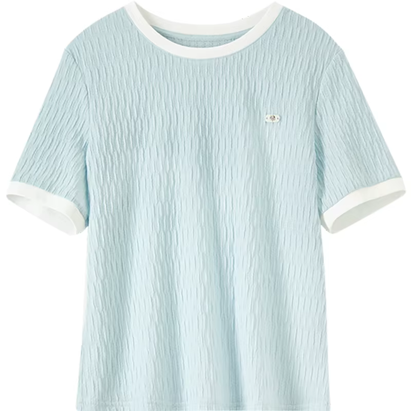 T-shirt à manches courtes plissé pour femme SENTUBILA, nouvelle collection 2026, style décontracté,