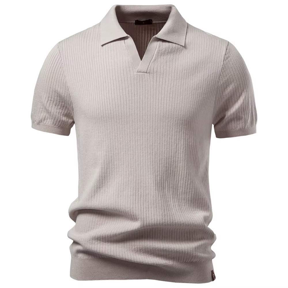 Polo Classique Homme AIOPESON – Couleur Unie, Respirant, Élégant, Décontracté, Style Luxe « Old Mone