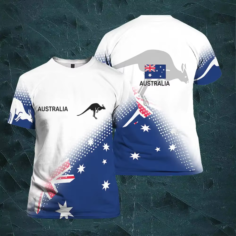 Été australie drapeau graphique t-shirts hommes mode sport à manches courtes t-shirt ample équipe de