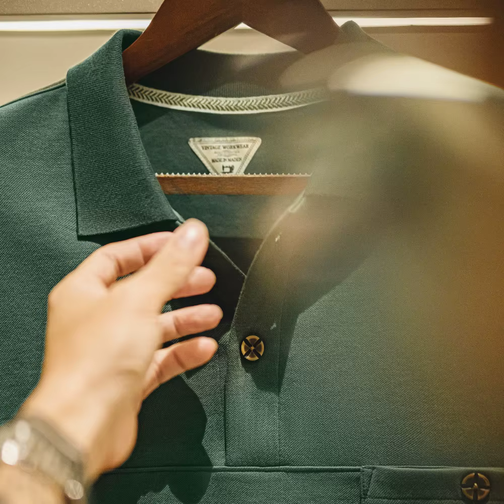 Maden nouveau Vintage vert revers à manches courtes Polo hommes été coupe ample décontracté poche T-