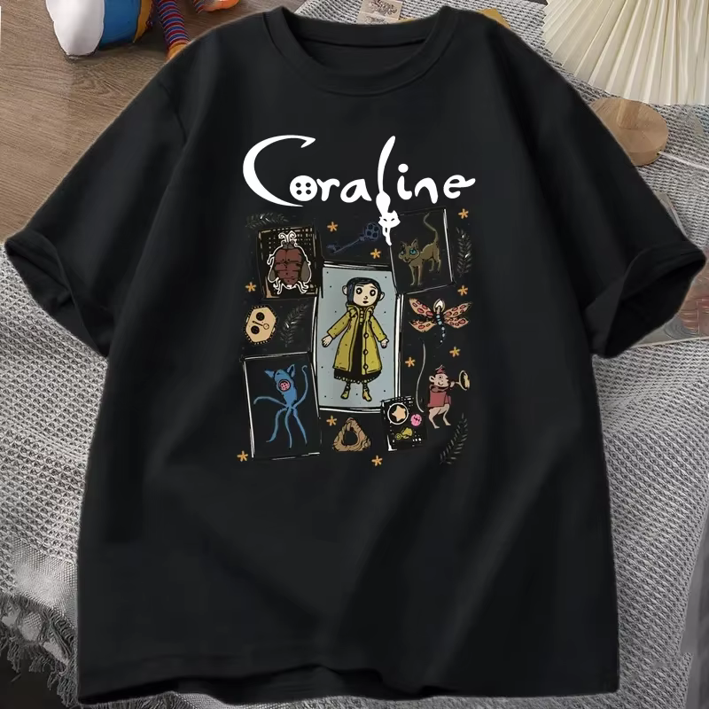 Coraline Halloween T-shirt femmes hommes effrayant Vintage T-shirt Harajuku automne à manches courte