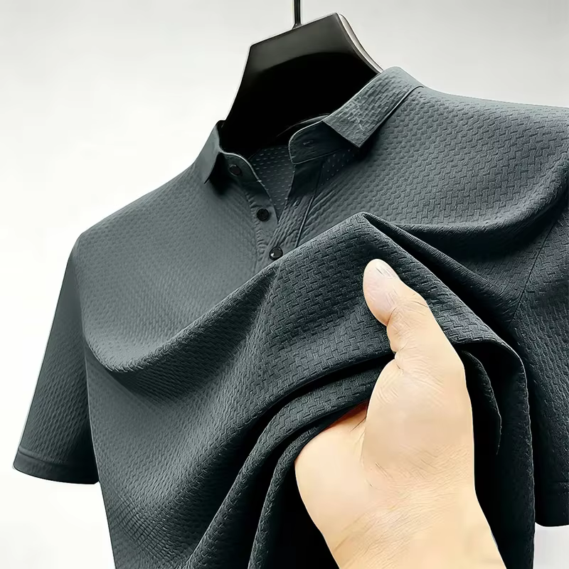 Polo sportif à manches courtes pour homme avec texture gaufrée, haut décontracté athlétique, anti-hu