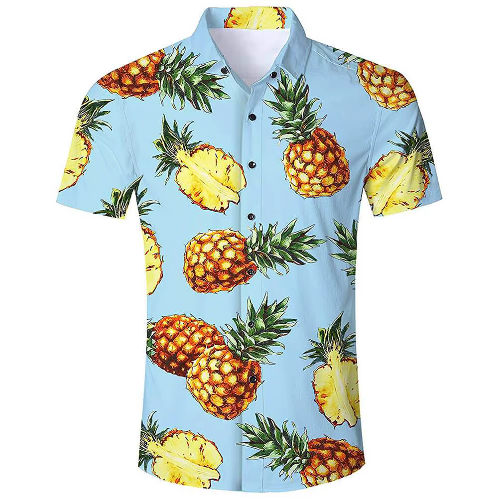Chemises ananas drôles impression 3d chemisier de plage pour hommes revers de vocation Camisas hawaï
