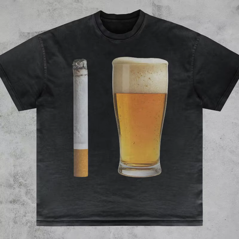 T-shirt Bière et Cigarette, Vêtements drôles, offensants, humoristiques, sarcastiques, audacieux, Mè
