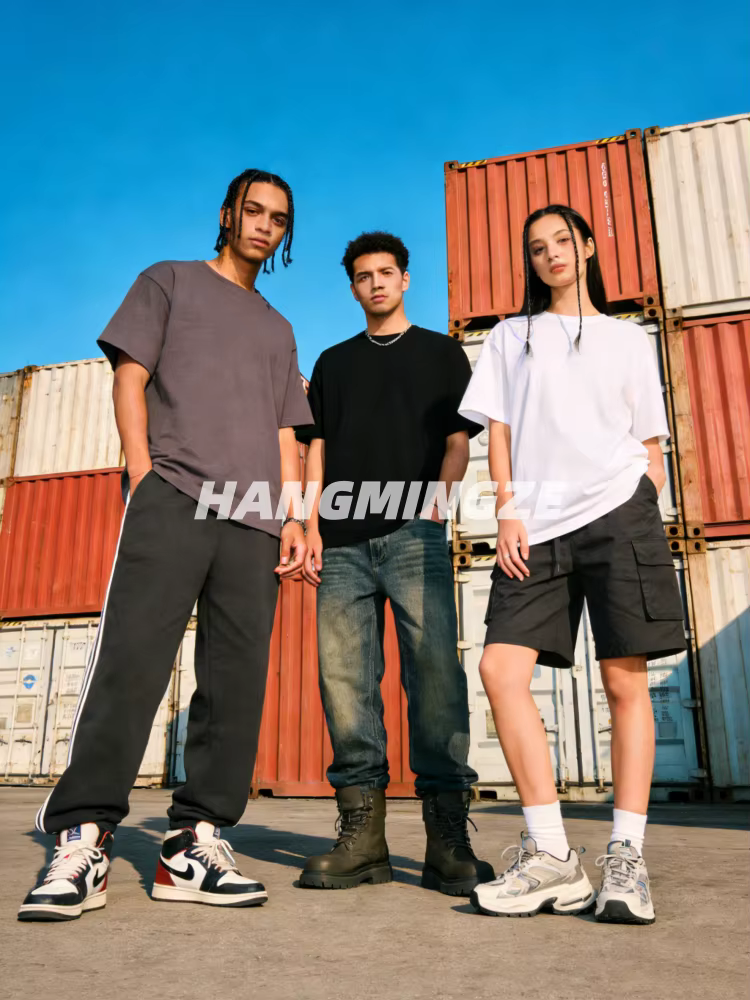 Lot de 3 T-shirts Américains en Coton Lourd 230 GSM à Manches Courtes pour Hommes et Femmes, Couleur