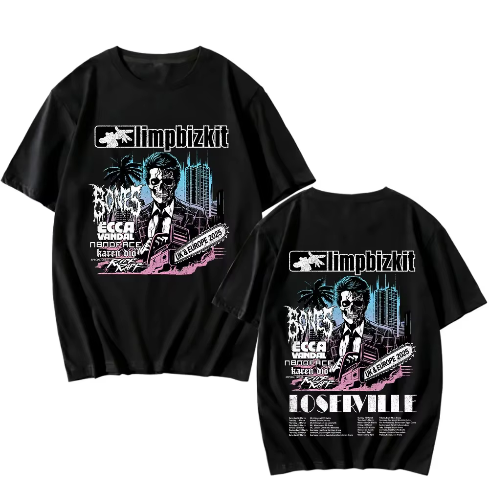 Limp Bizkit UK et Europe Tour 2025 T-shirt Rap Rock Vintage coton t-shirts nouveau profiter de premi
