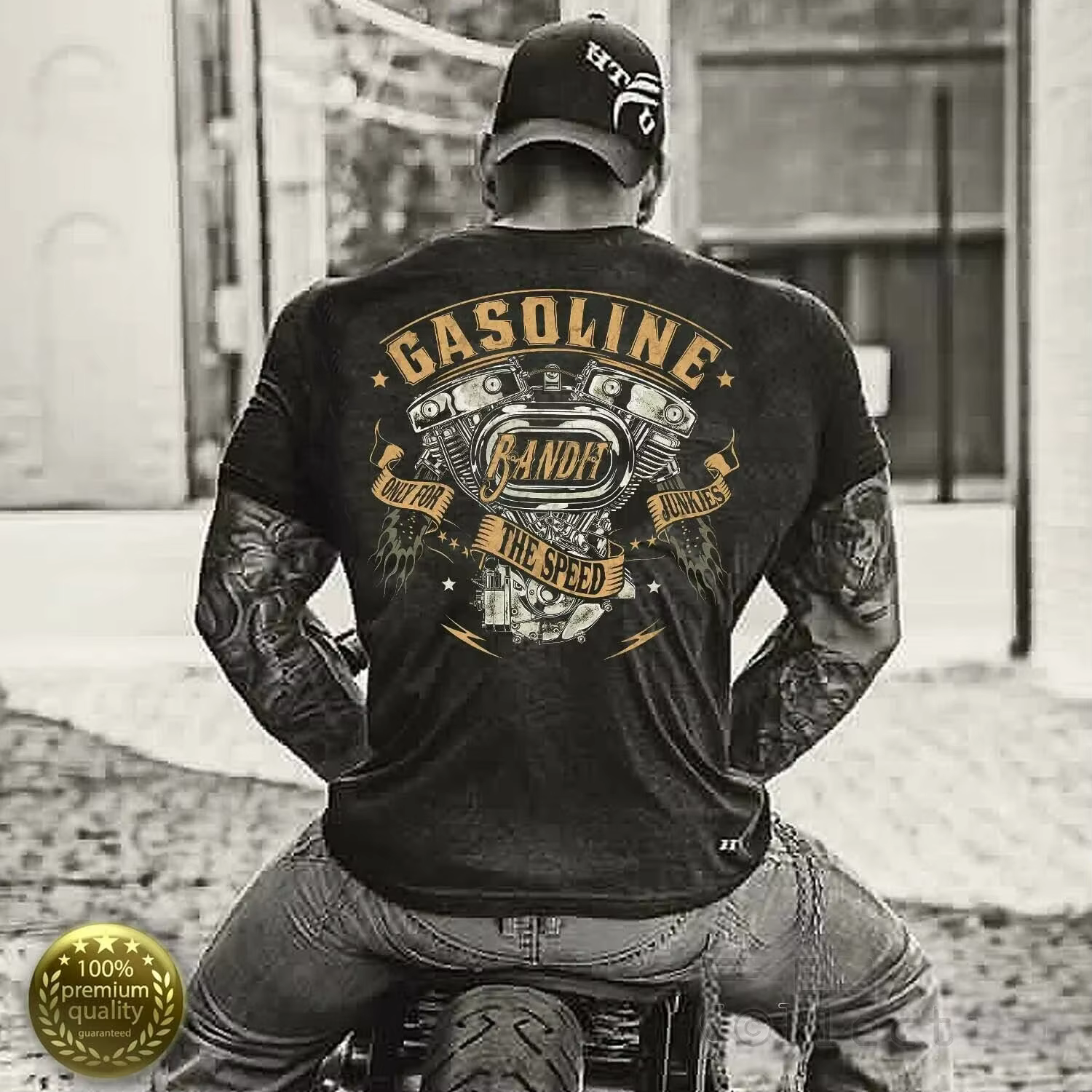 Respect pour les motards v-twin moteur Chopper motocycliste T-Shirt 100% coton col rond manches cour