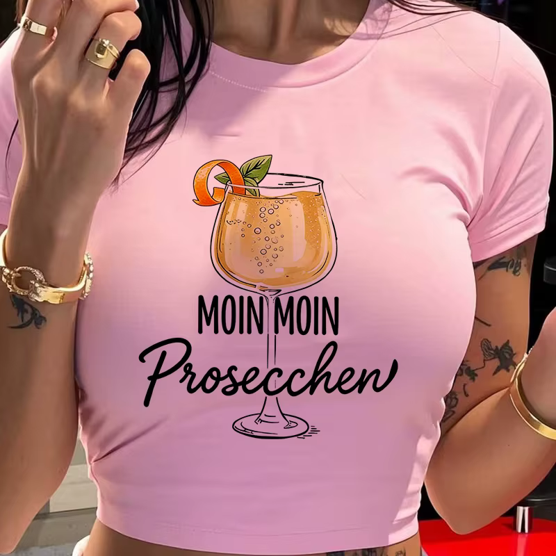 T-shirt court à manches courtes pour femme, motif Aperol, style décontracté, t-shirt graphique pour 
