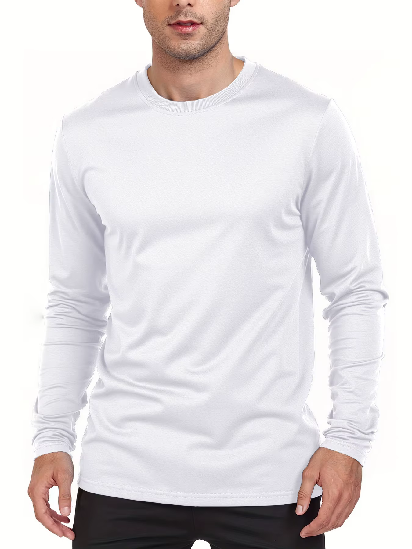 T-shirts à manches longues pour hommes T-shirts décontractés à col rond évacuant l'humidité hauts po