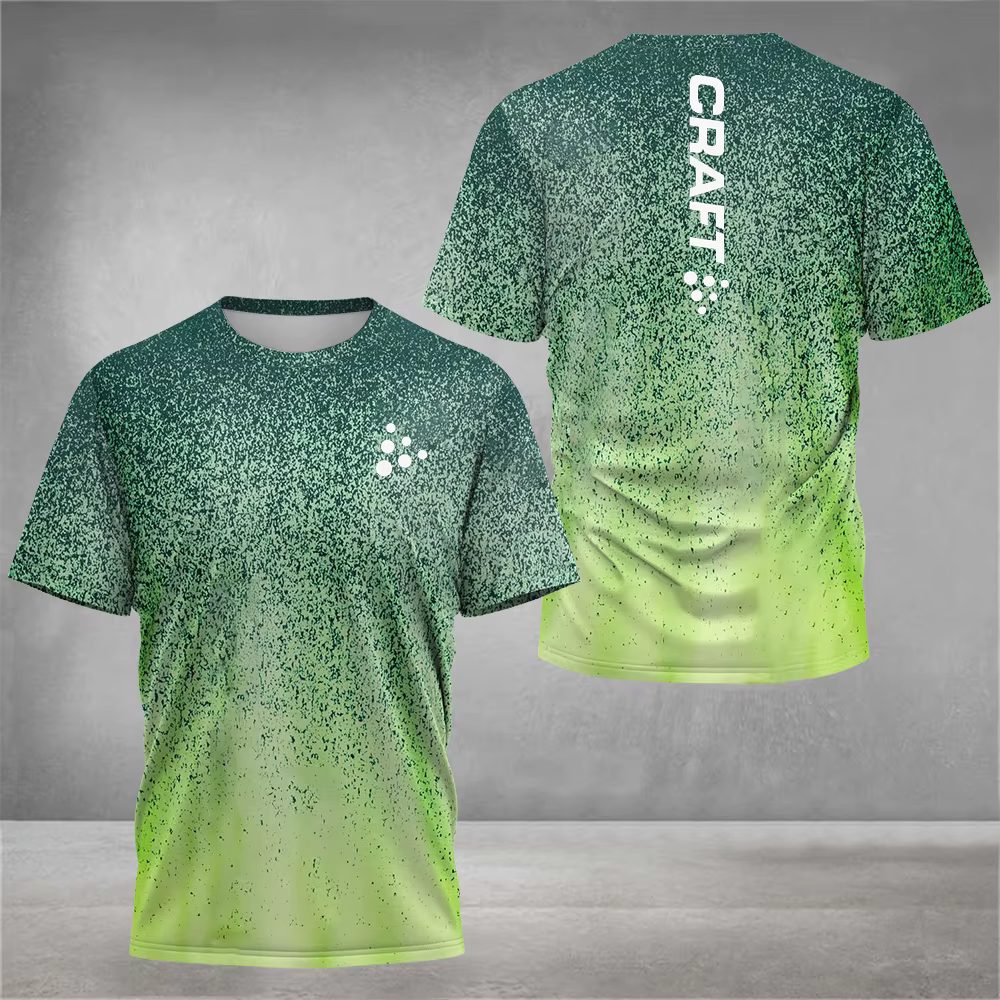 T-shirt à col rond imprimé à la mode pour hommes, haut à manches courtes, badminton et tennis, vêtem