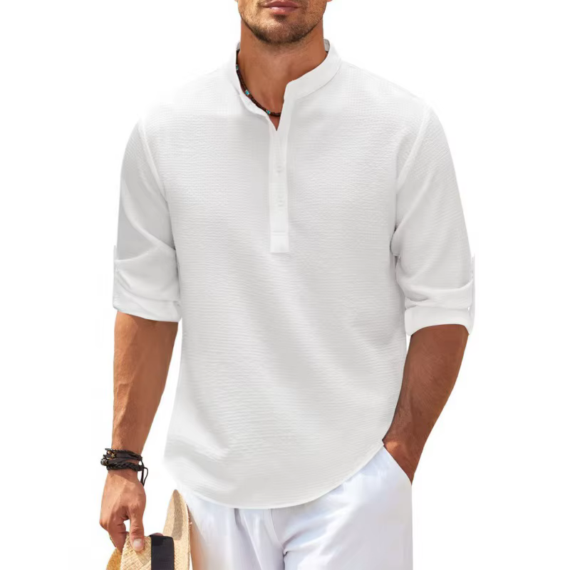 Chemise à carreaux à manches longues pour hommes, chemise décontractée, pull à col montant, haut mon