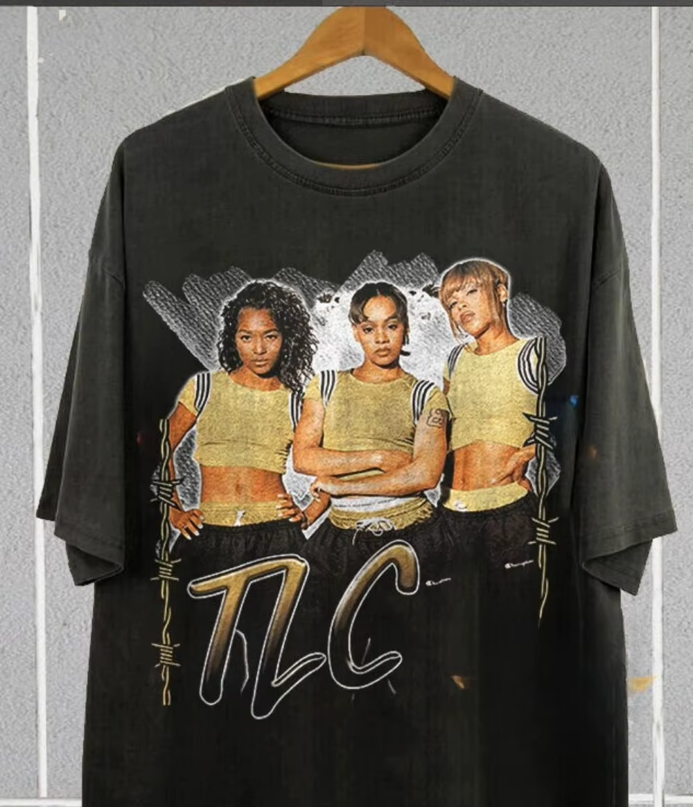 T-shirt graphique rétro TLC, style musical des années 90, t-shirt pour homme, pur coton, coupe ample