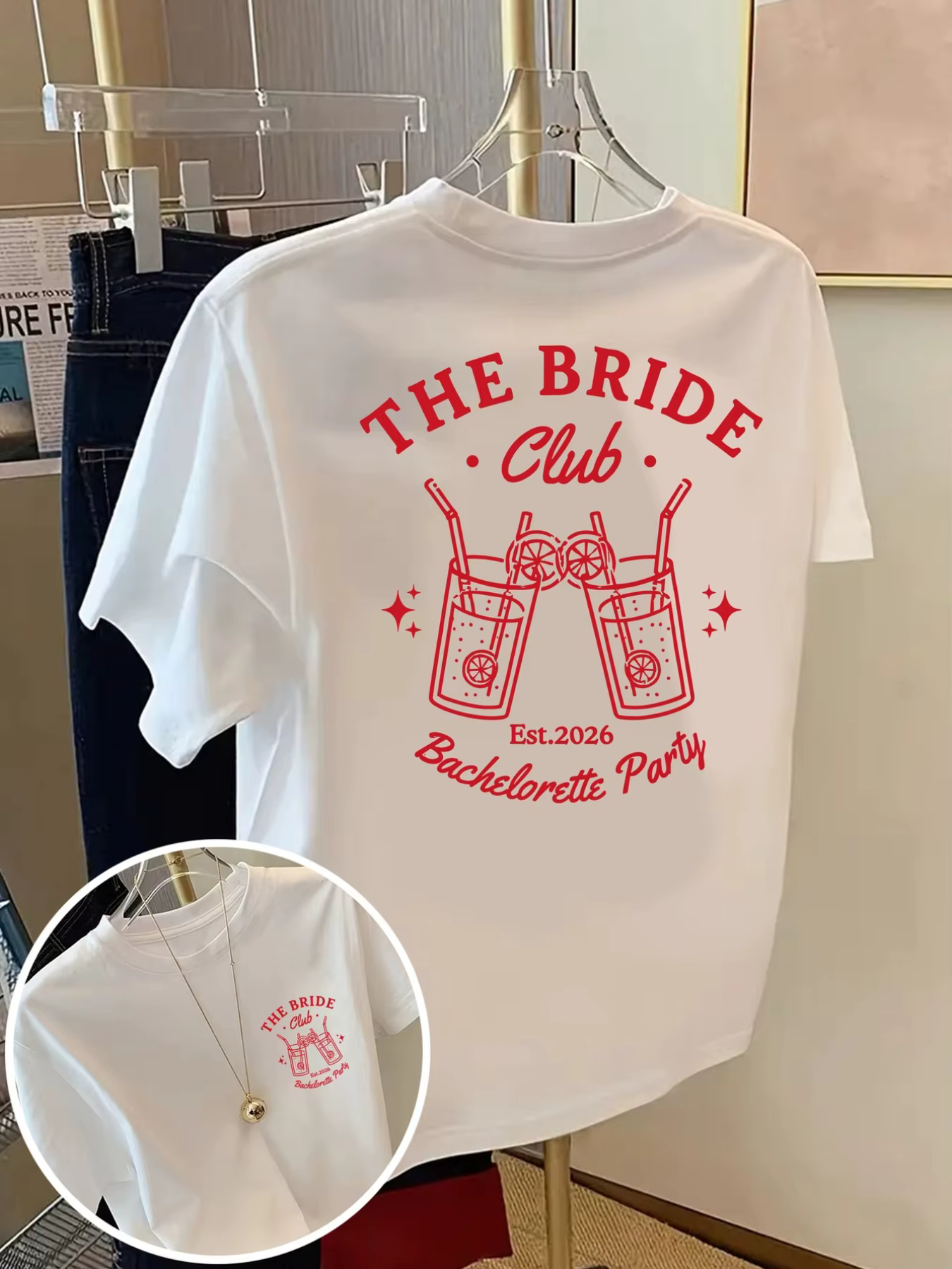 T-shirt à imprimé graphique Bride Club Bachelorette Party, manches courtes, col rond, haut décontrac