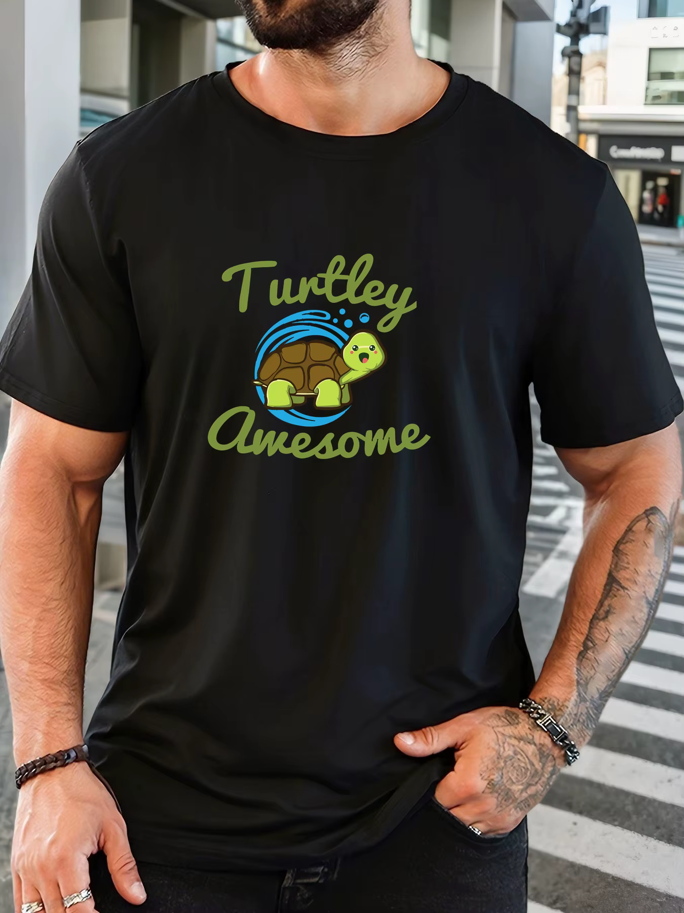 T-shirt court décontracté à col rond et motif génial pour hommes