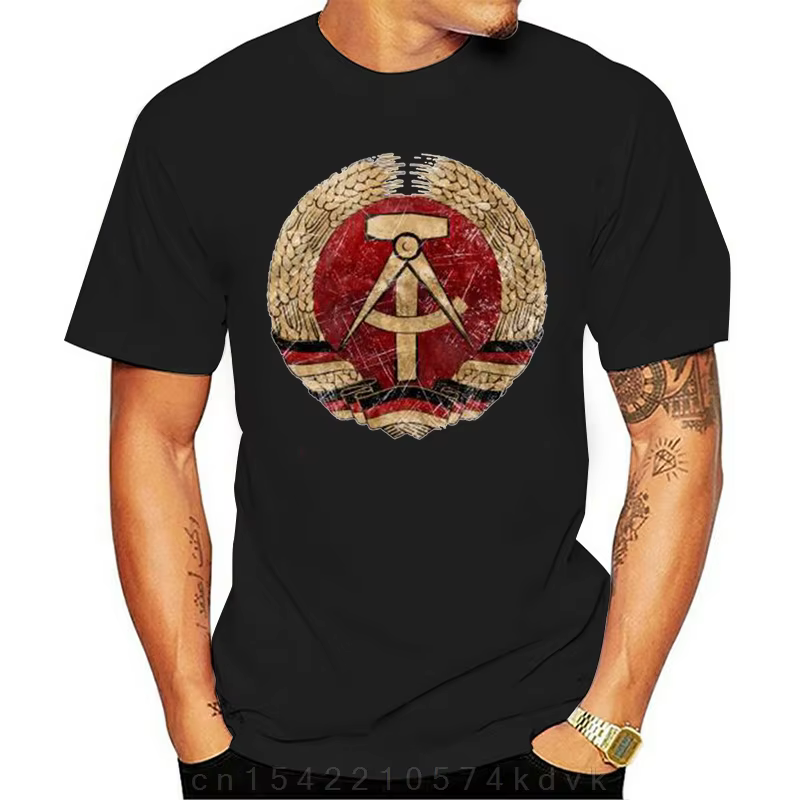 T Coalition-T-shirt manches courtes en coton pour homme, DDR OSTALGIE FAHNE HAMTextiles ZIRKEL FLAGG