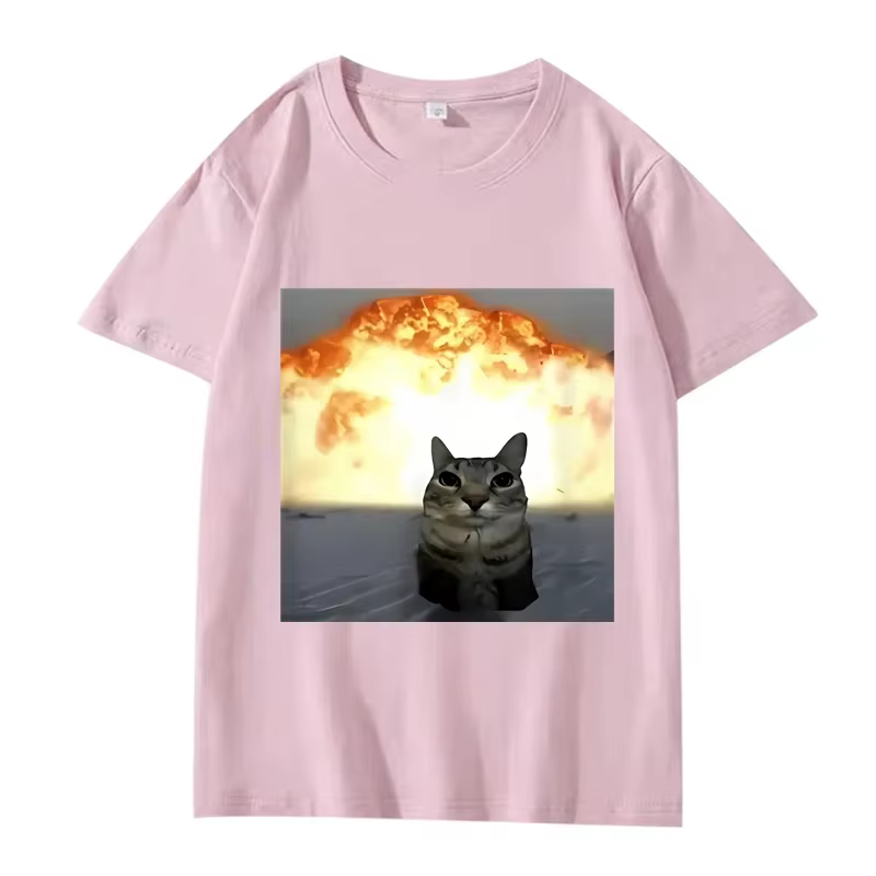 Fantaisie chat Explosion graphique t-shirt femmes drôle à manches courtes été impression haut pour f