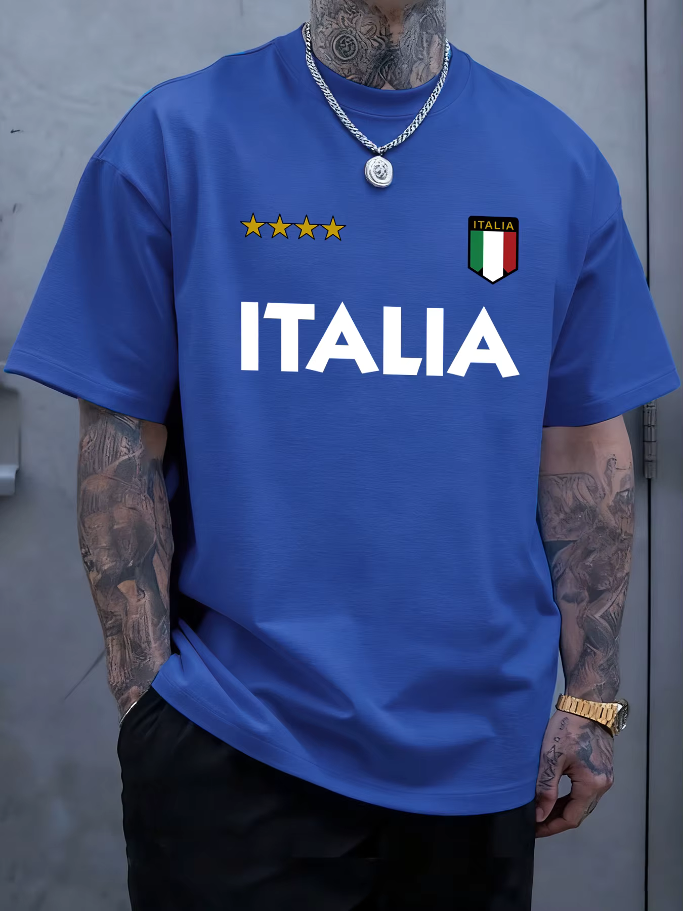 Italia drapeau italien impression t-shirts homme coton mode T-Shirt unisexe décontracté surdimension