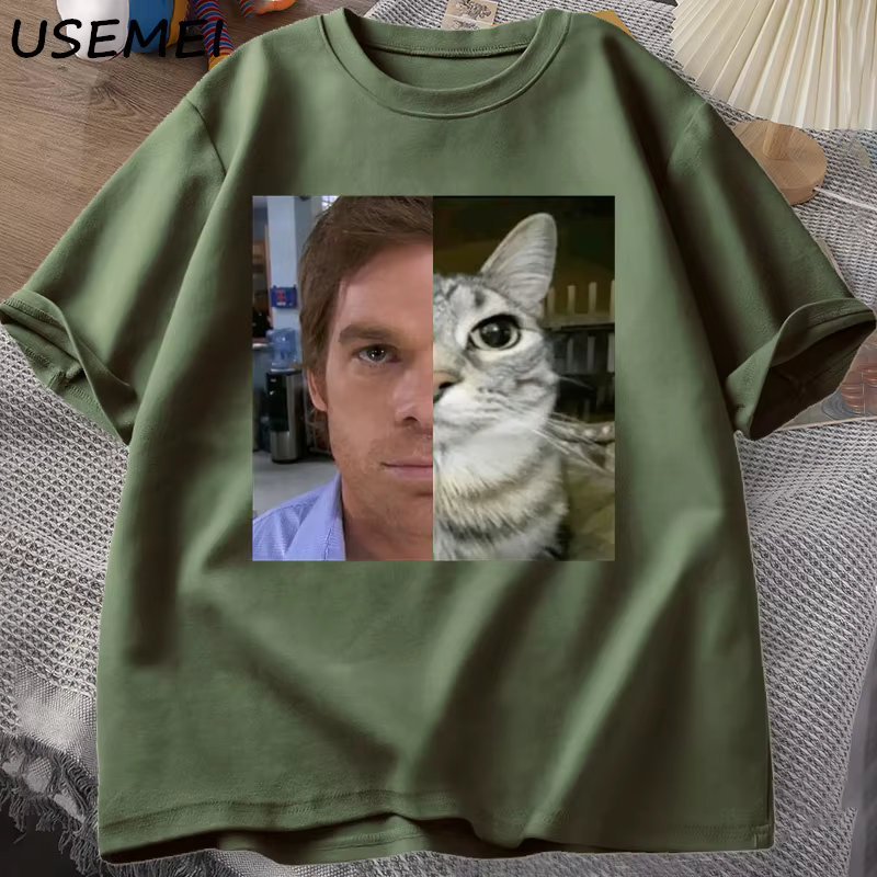 Dexter Morgan-T-shirt en coton à manches courtes et col rond pour homme, streetwear unisexe drôle, v