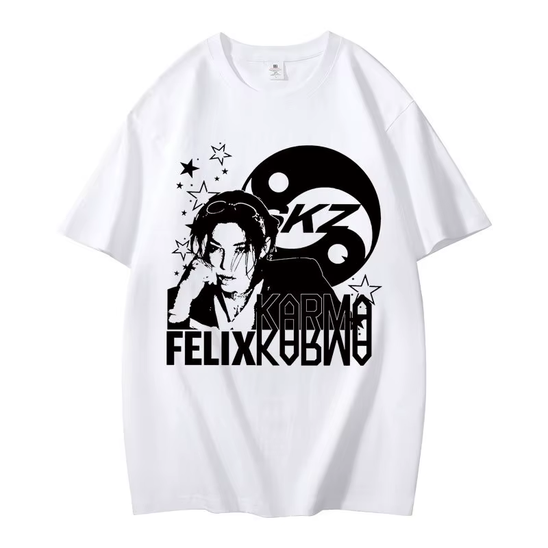 T-shirt KPOP The 4th Album KARMA, CHANGBIN HYUNJIN FELIX, mode coréenne, Hip Hop, Harajuku, Streetwe