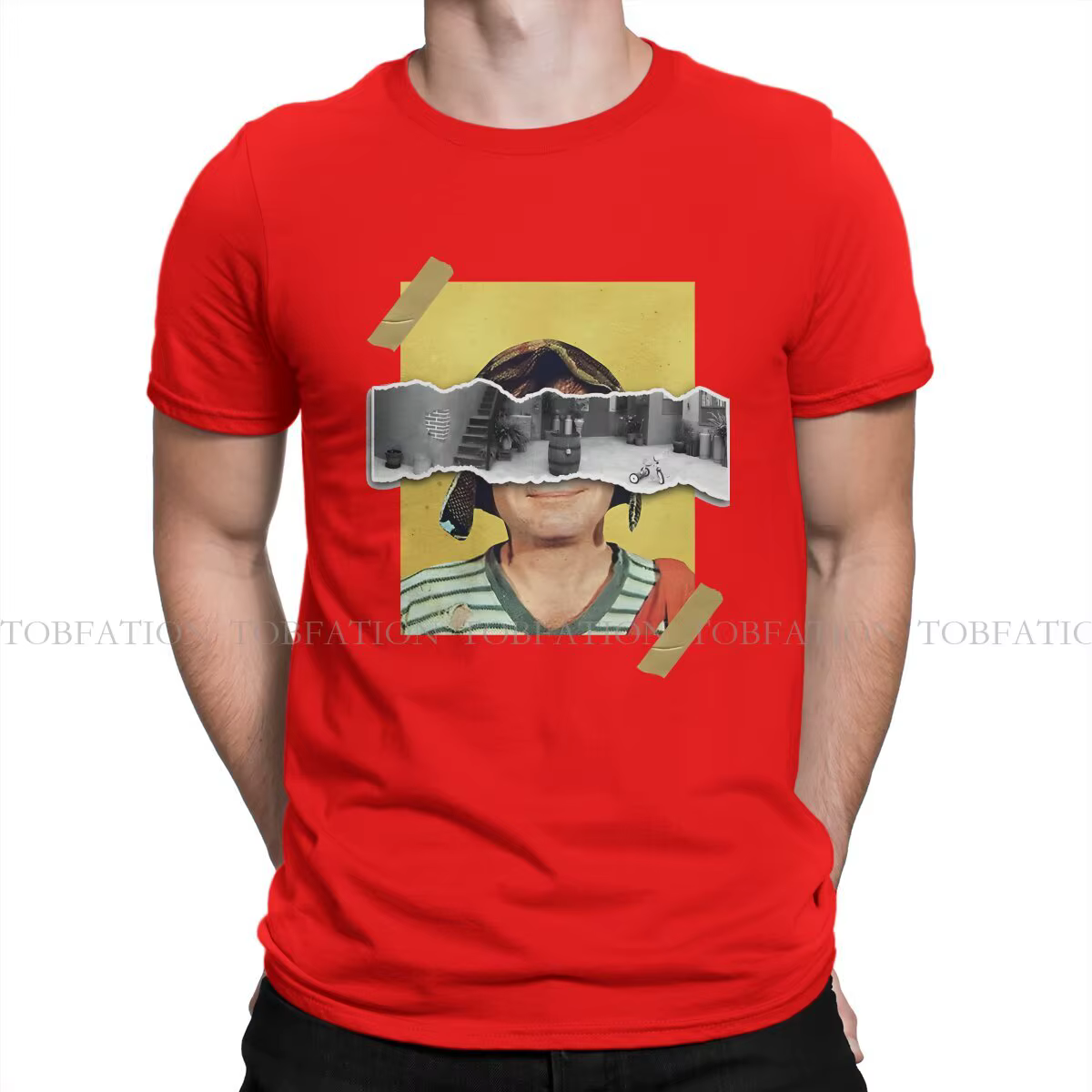 T-shirt manches courtes homme 100% coton, estival et vintage, avec icône de la légende, El Chavo Del
