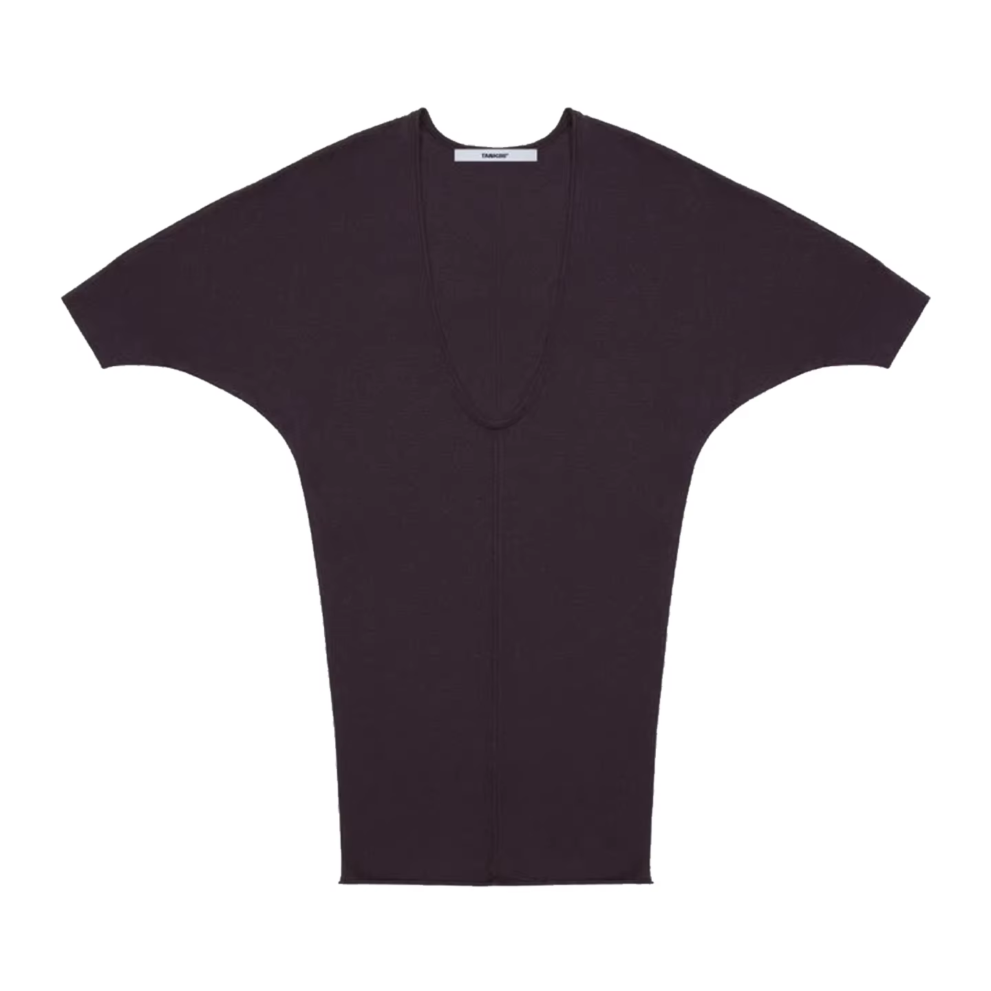 Le haut tricoté à col en V profond violet noir peut être porté à la fois devant et dos, avec manches
