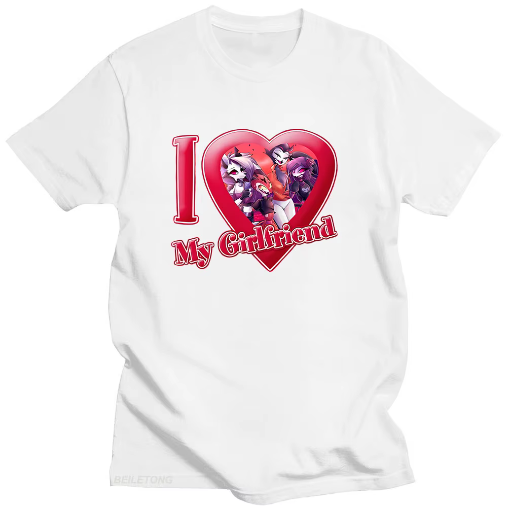 Hellubodiva-T-shirt en coton à col rond imprimé dessin animé, T-shirt Anime, T-shirt Kawaii Harajuku